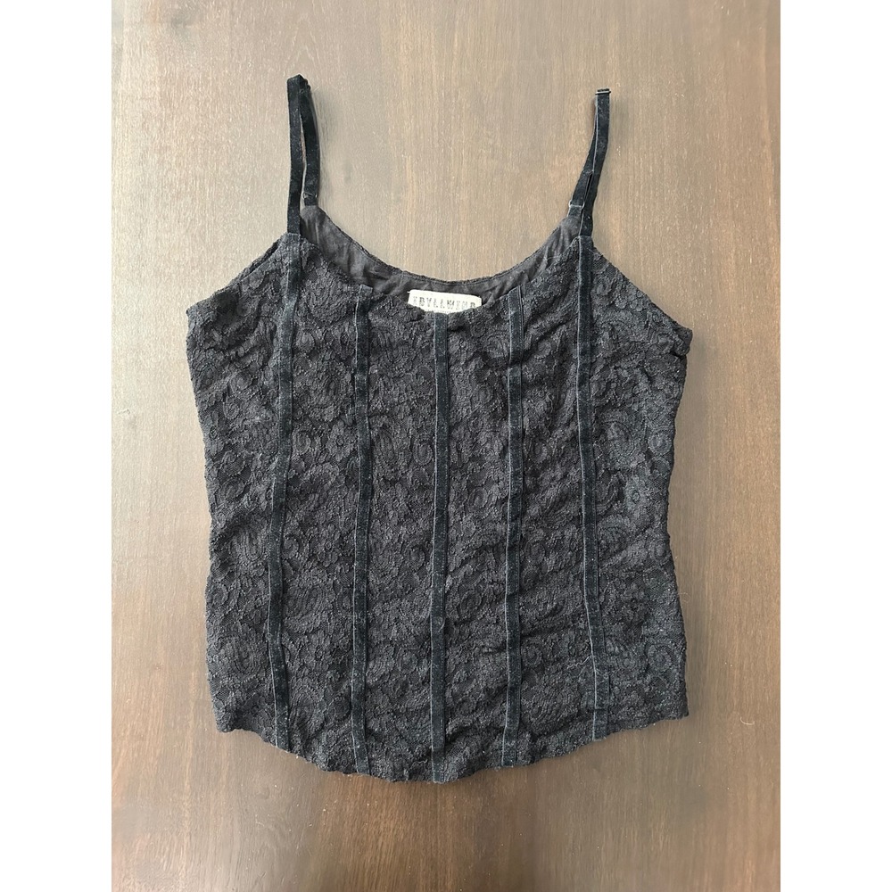 Idyllwind Black Lace Corset Whimsigoth Tank Top Adjustable Strap Large